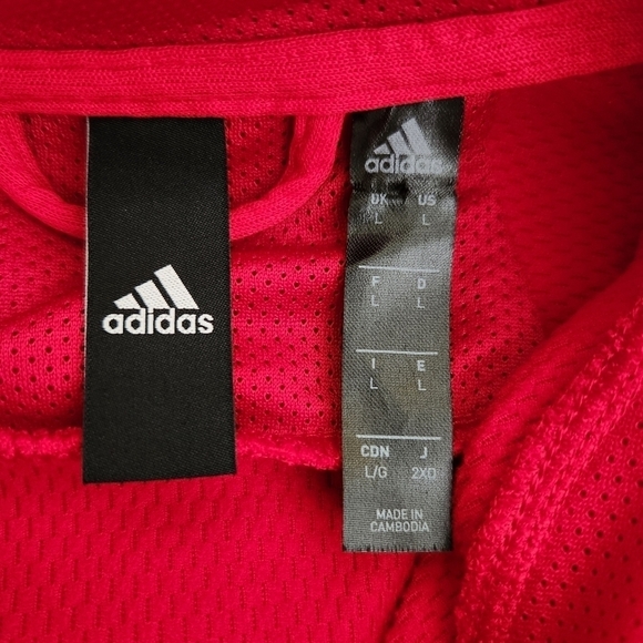 Adidas Climawarm Hoodie Mens Red w Black Logo, sz L - Picture 4 of 9